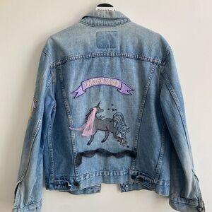 Levi's Blue Jean Jacket with Unicorn Squad Design